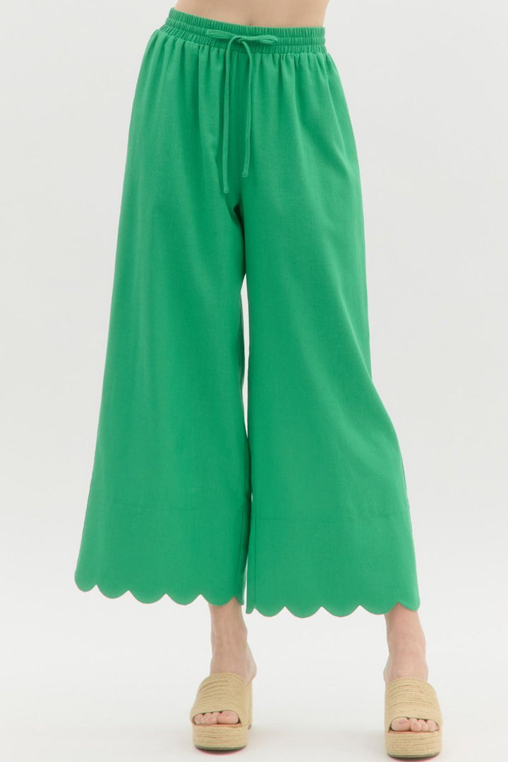 High Waist Scallop Pants