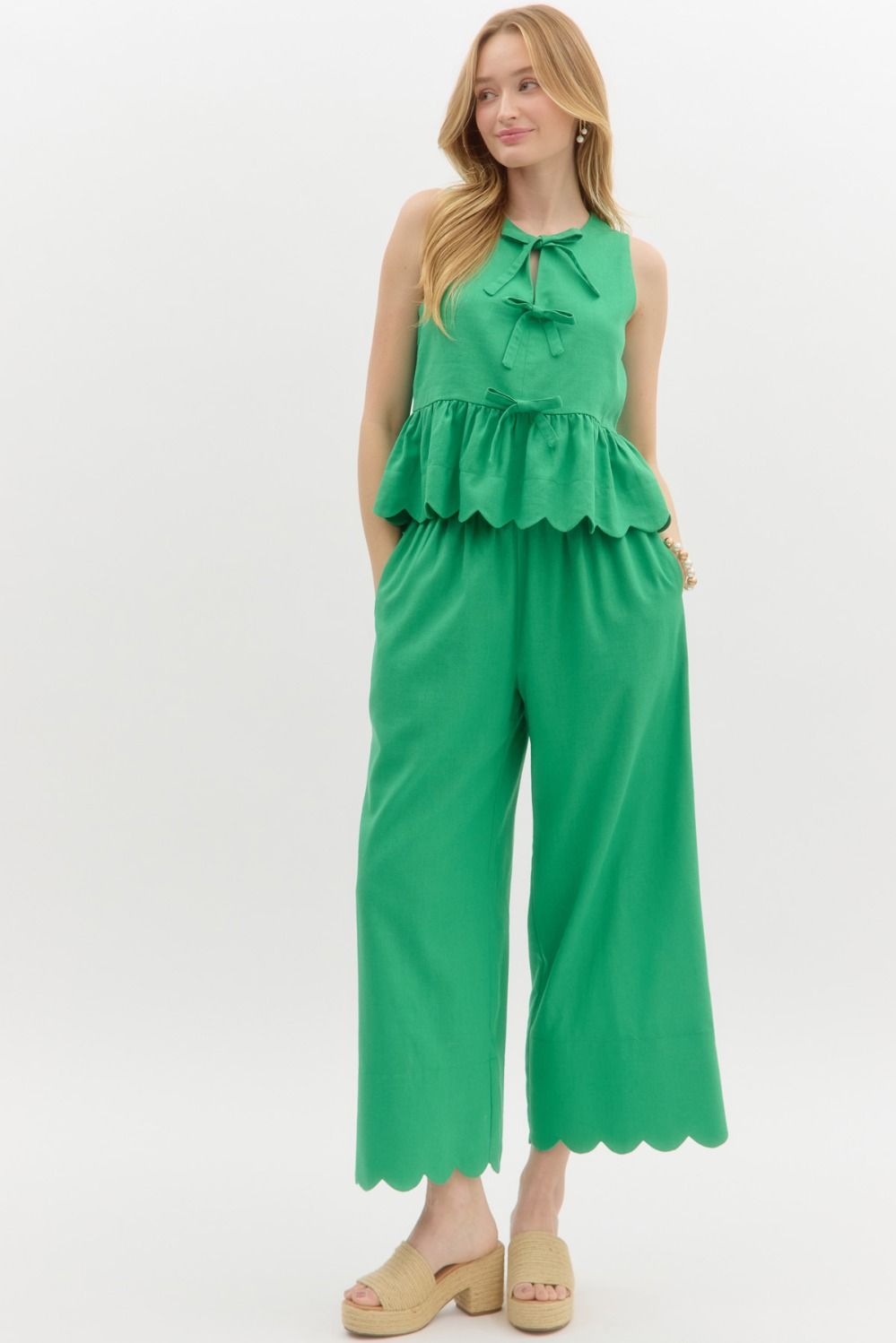 High Waist Scallop Pants