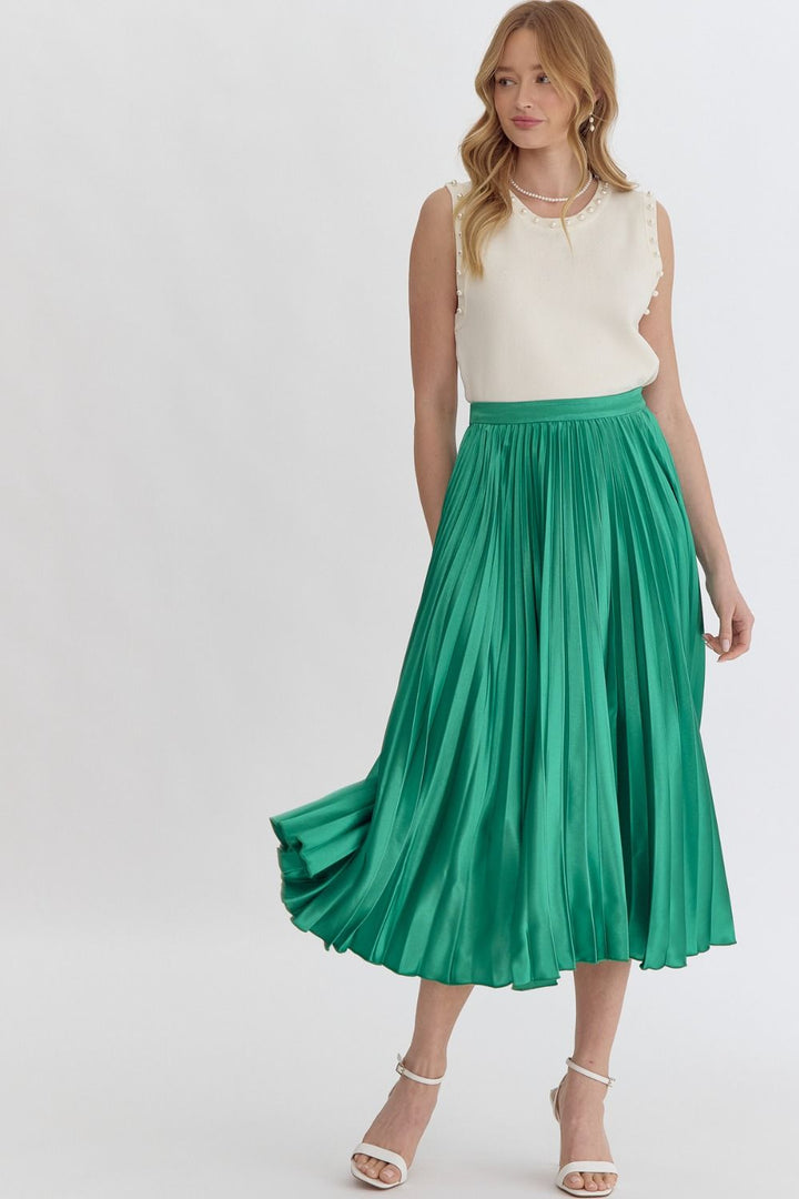 Satin Pleated Skirt