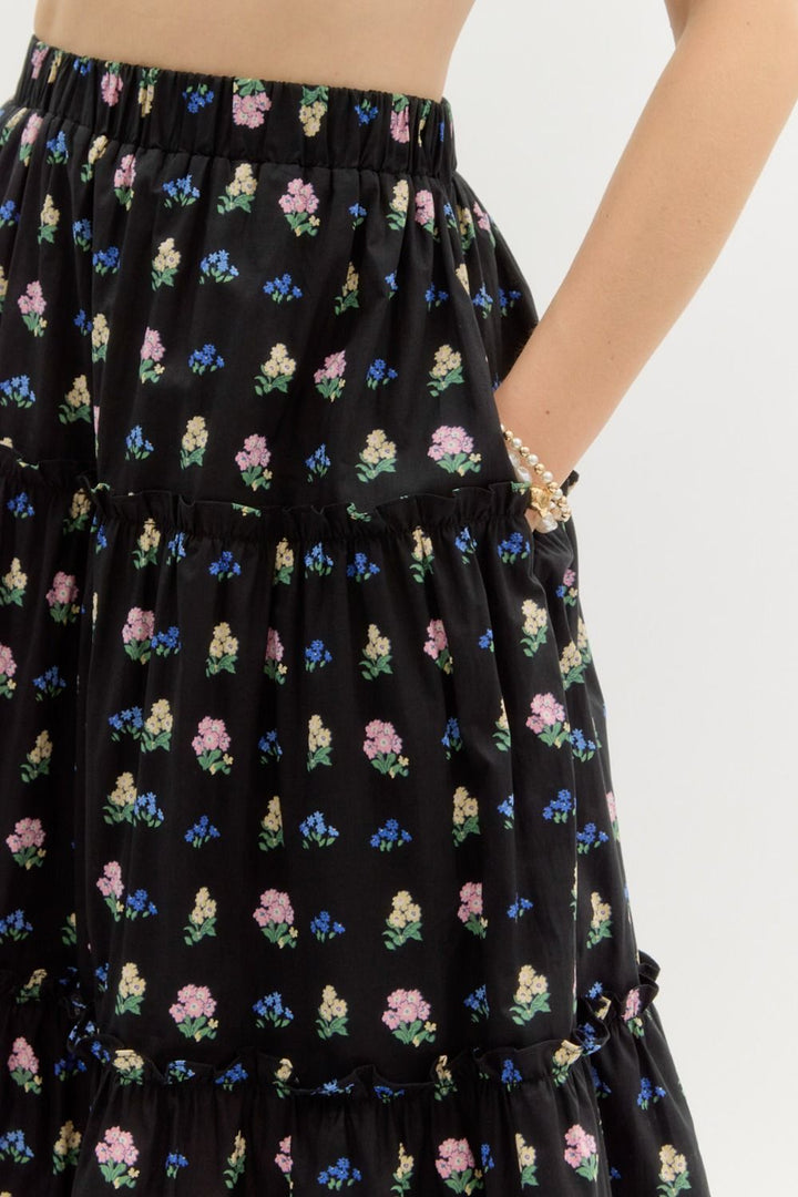 Floral Tiered Midi Skirt