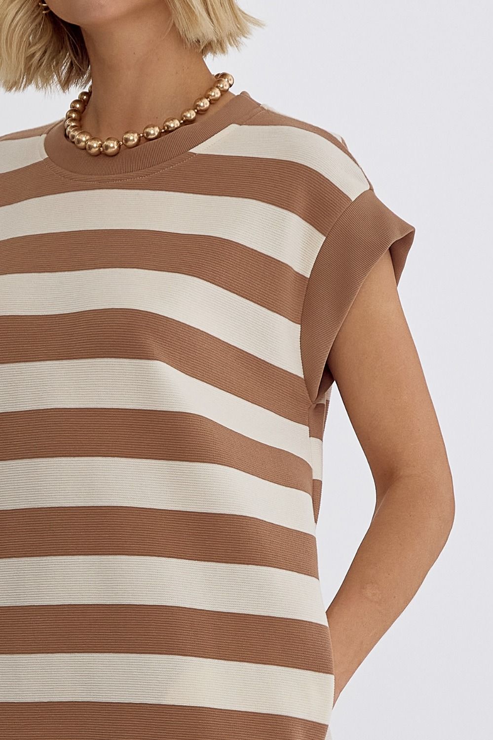 Stripe sleeveless mini dress