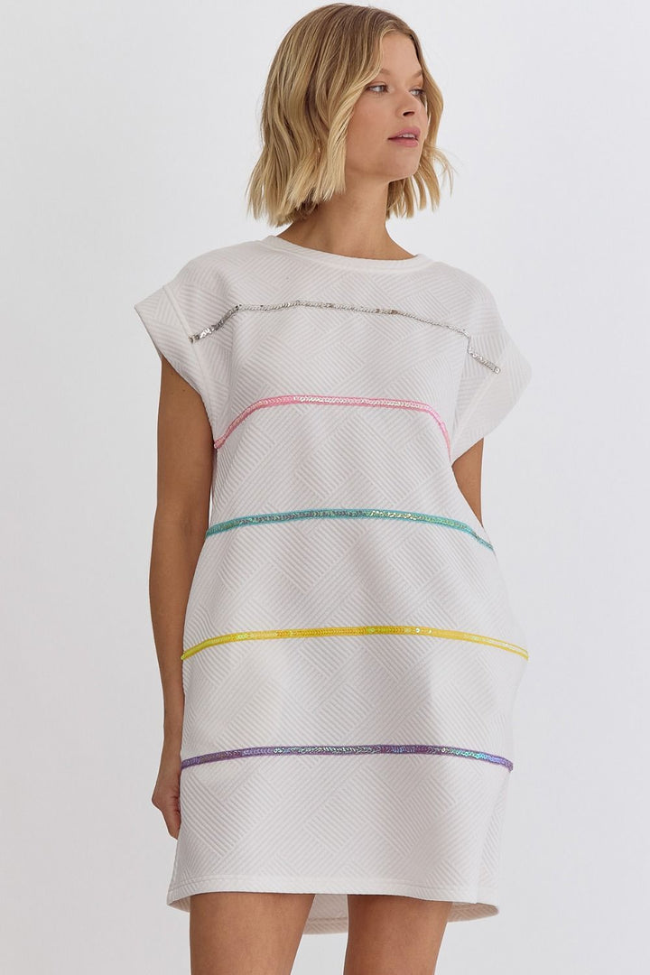 Solid Knit Dress W Stripe