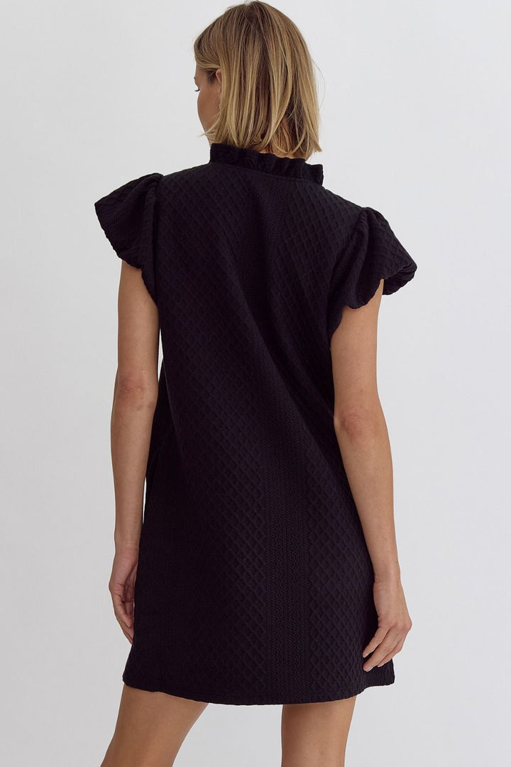Textured VNeck Mini Dress