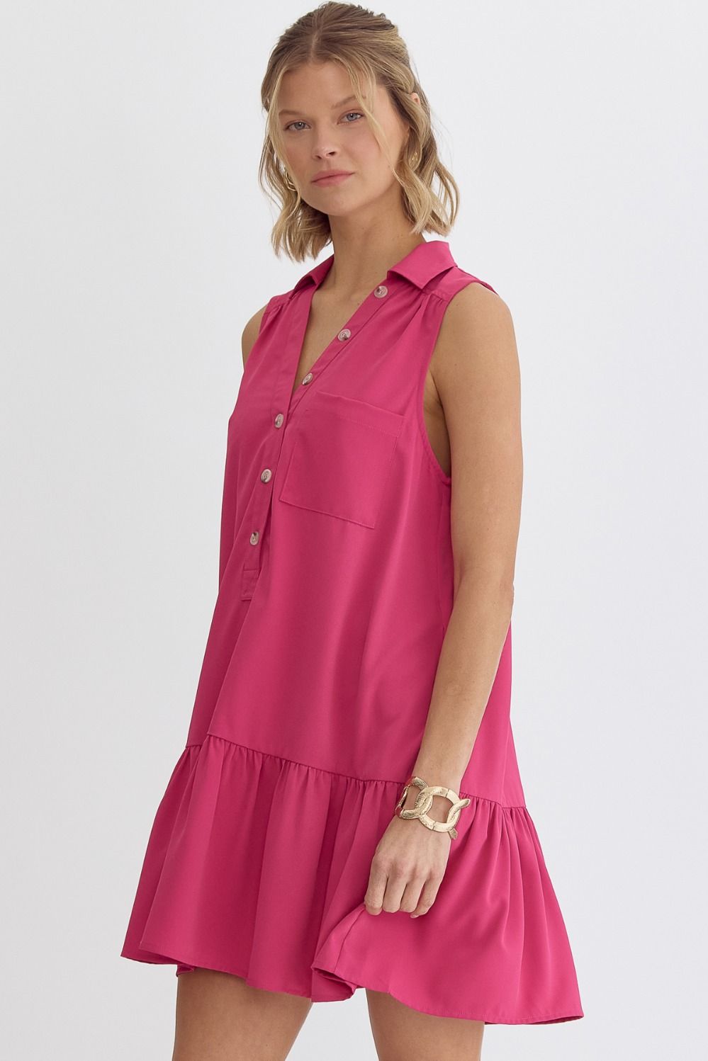 Button Front Collared Dress