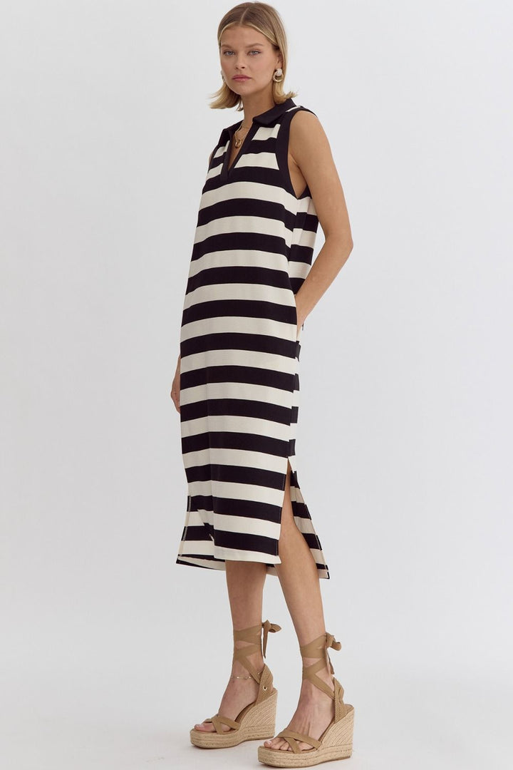 Striped Collared Maxi Dress