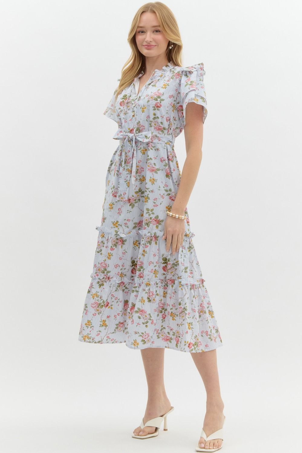 Ruffle Floral Midi Dress