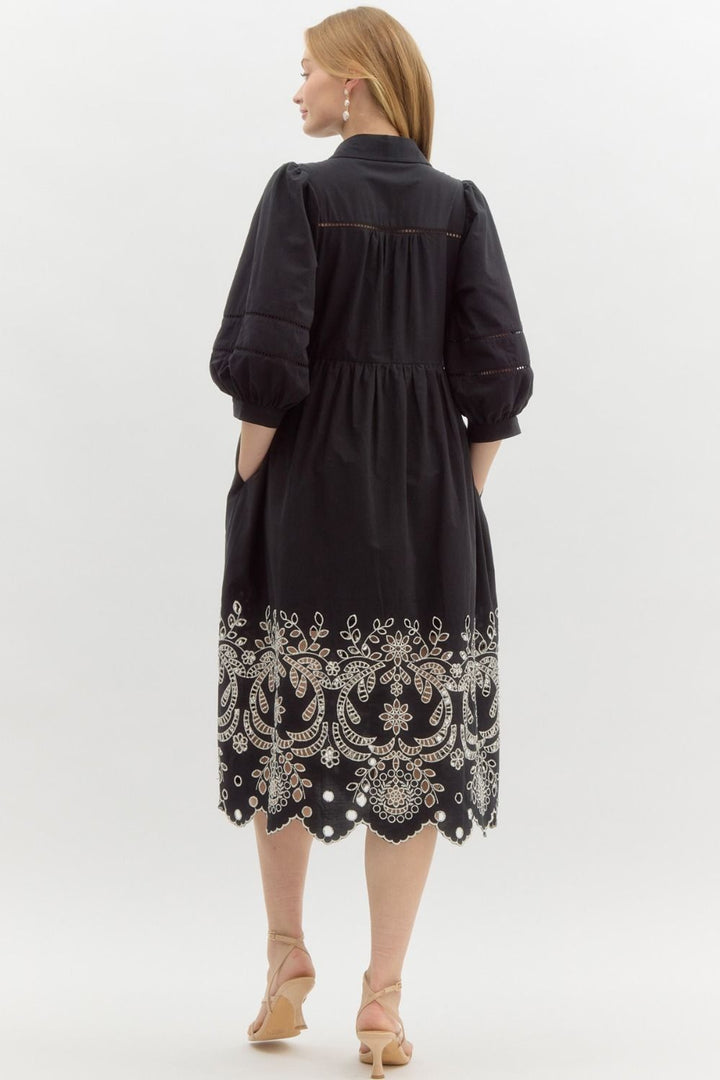 Eyelet Embroidered Midi Dress