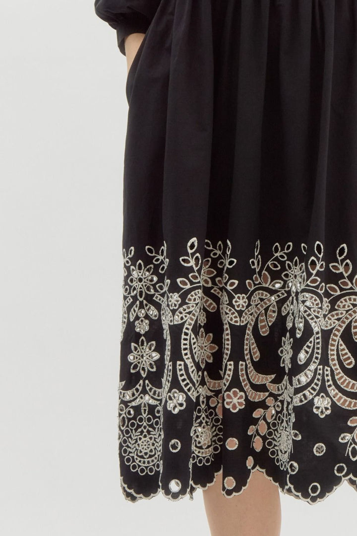 Eyelet Embroidered Midi Dress