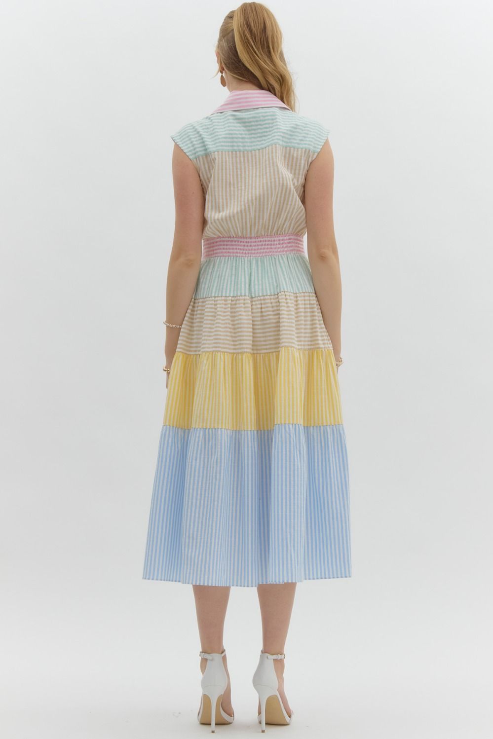 Stripe Colorblock  Midi Dress