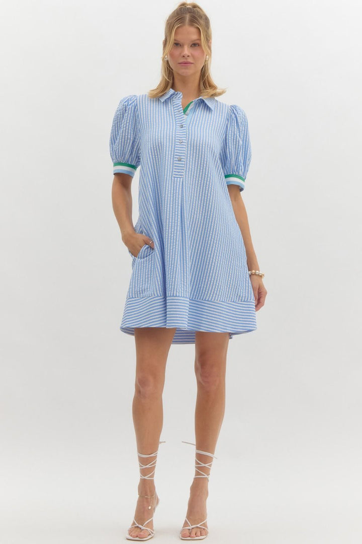 Striped Short Sleeve Dress