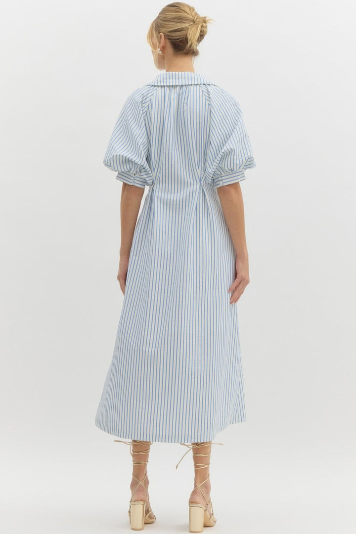 Stripe Button Midi Dress