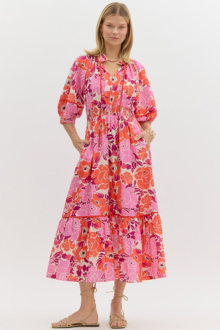 Floral Sinched Midi Dress