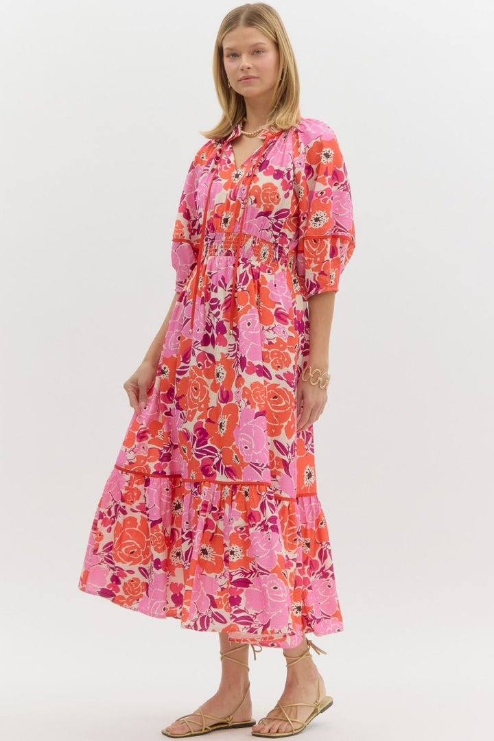 Floral Sinched Midi Dress