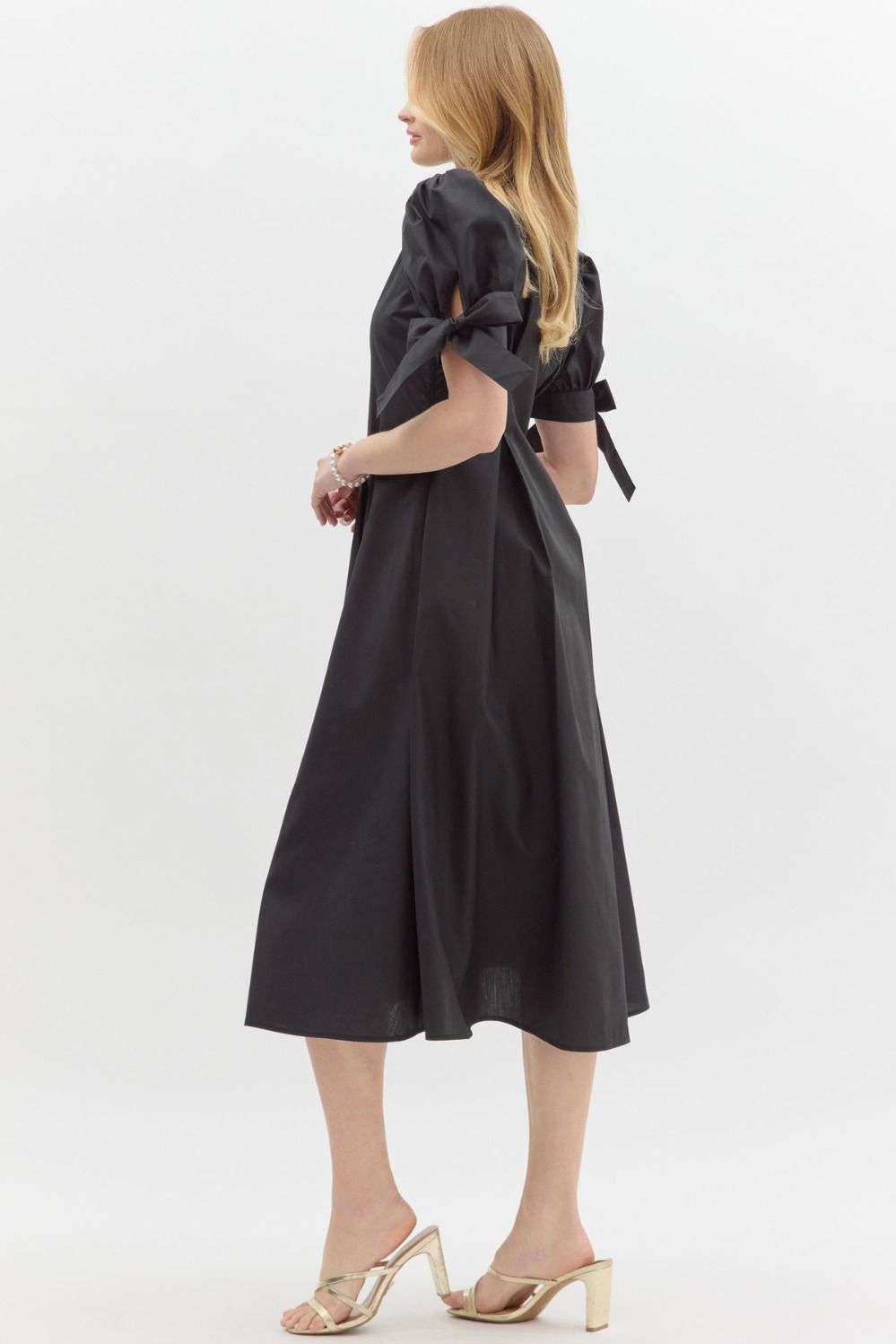 Solid Tie Sleeve Dress