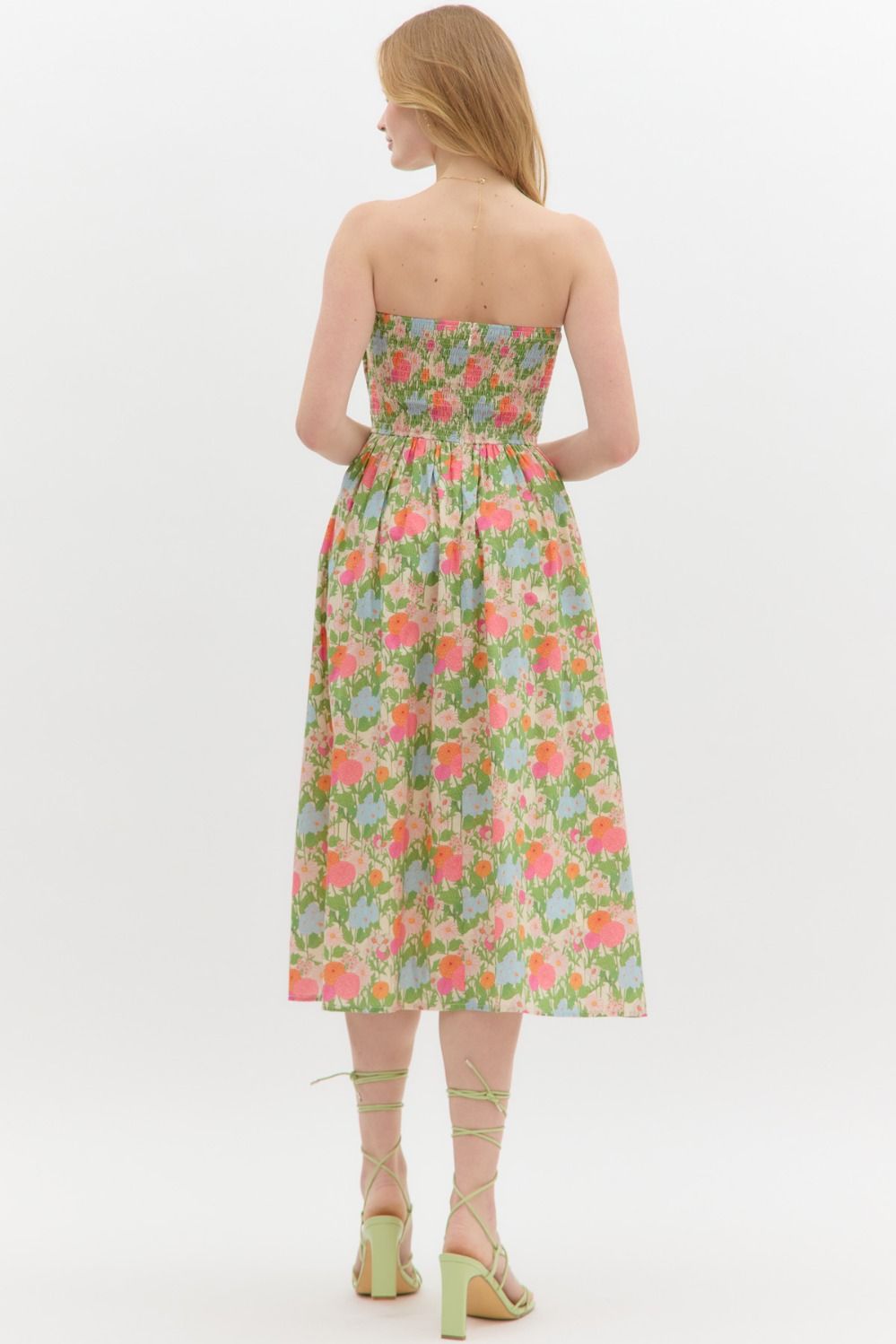 Floral Strapless Midi Dress