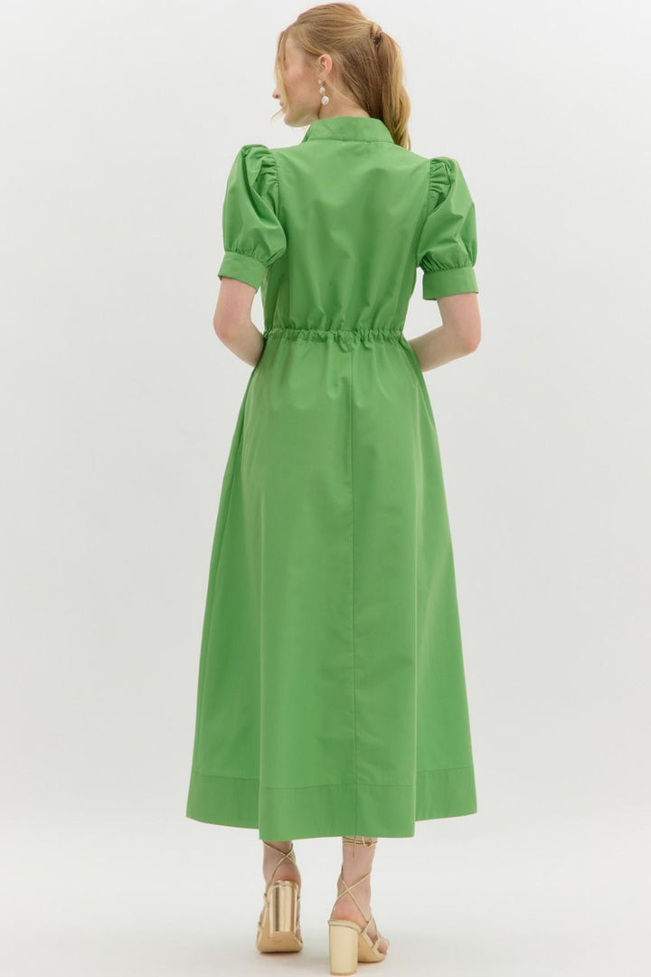 Puff Sleeve Pullover Midi Dress