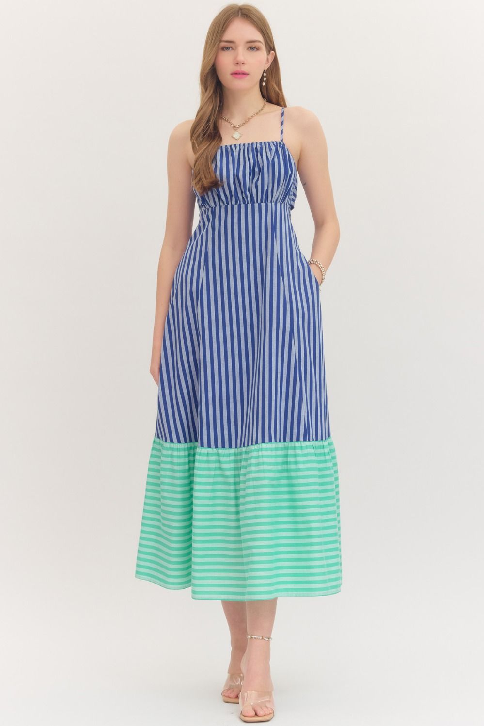 Striped Sleeveless Midi Dress
