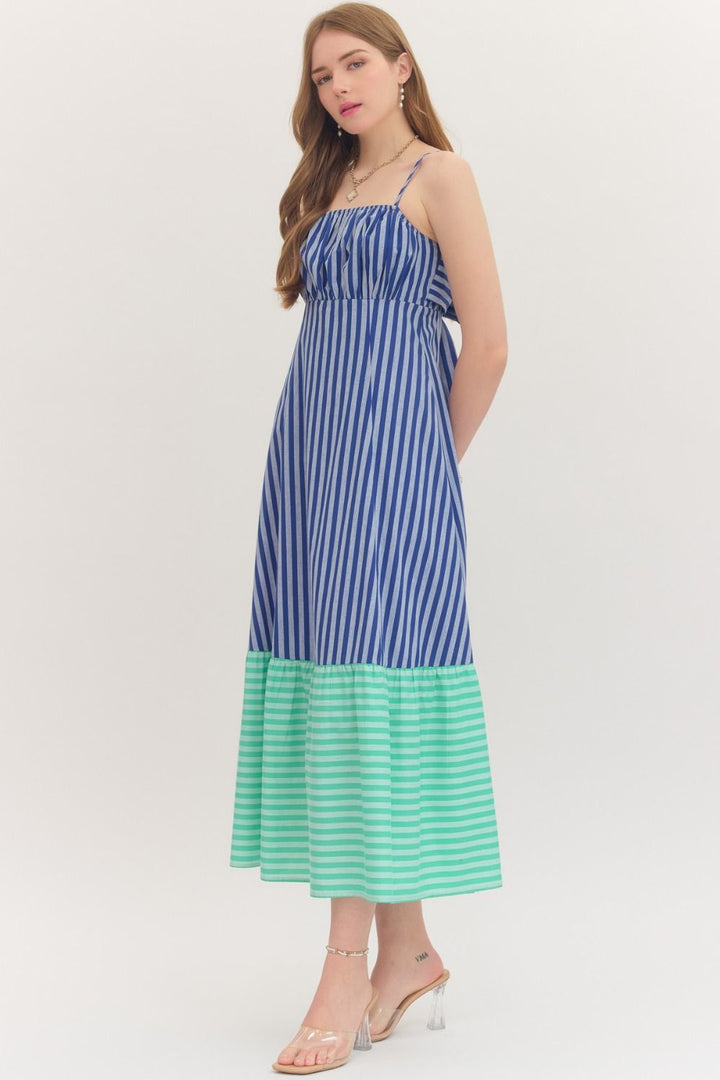 Striped Sleeveless Midi Dress