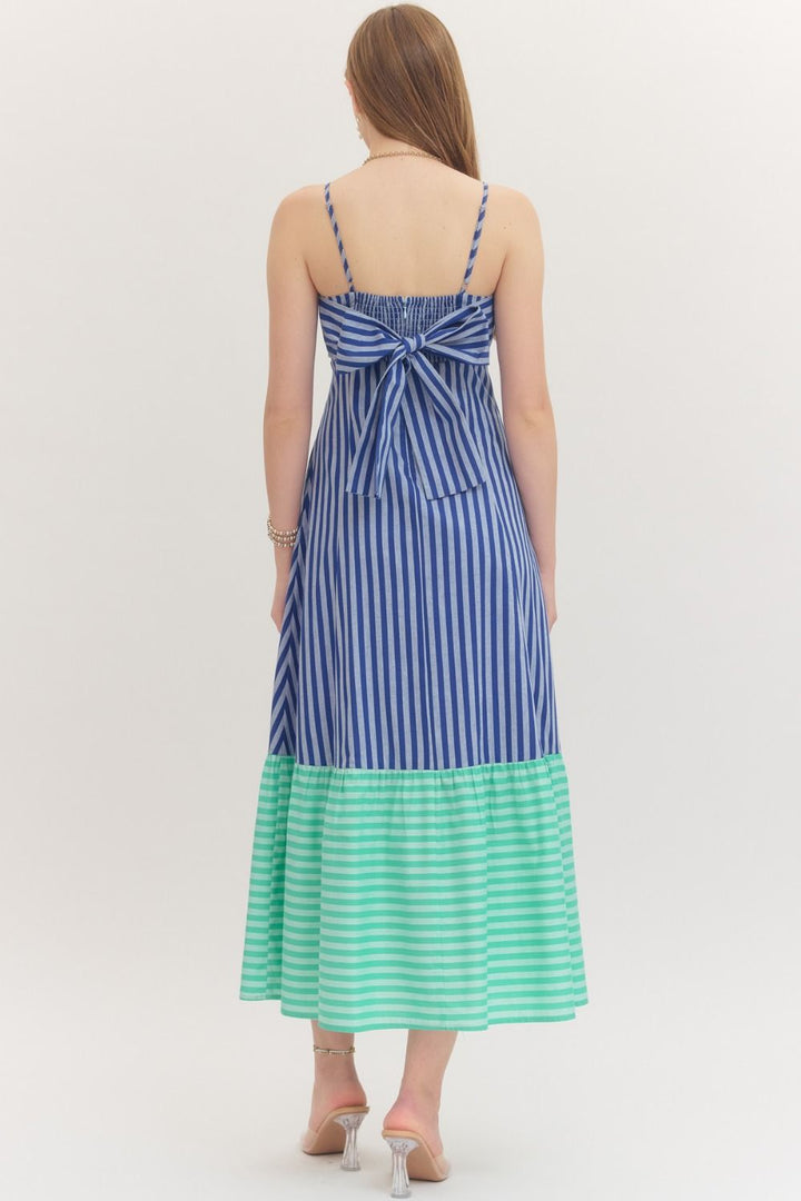Striped Sleeveless Midi Dress