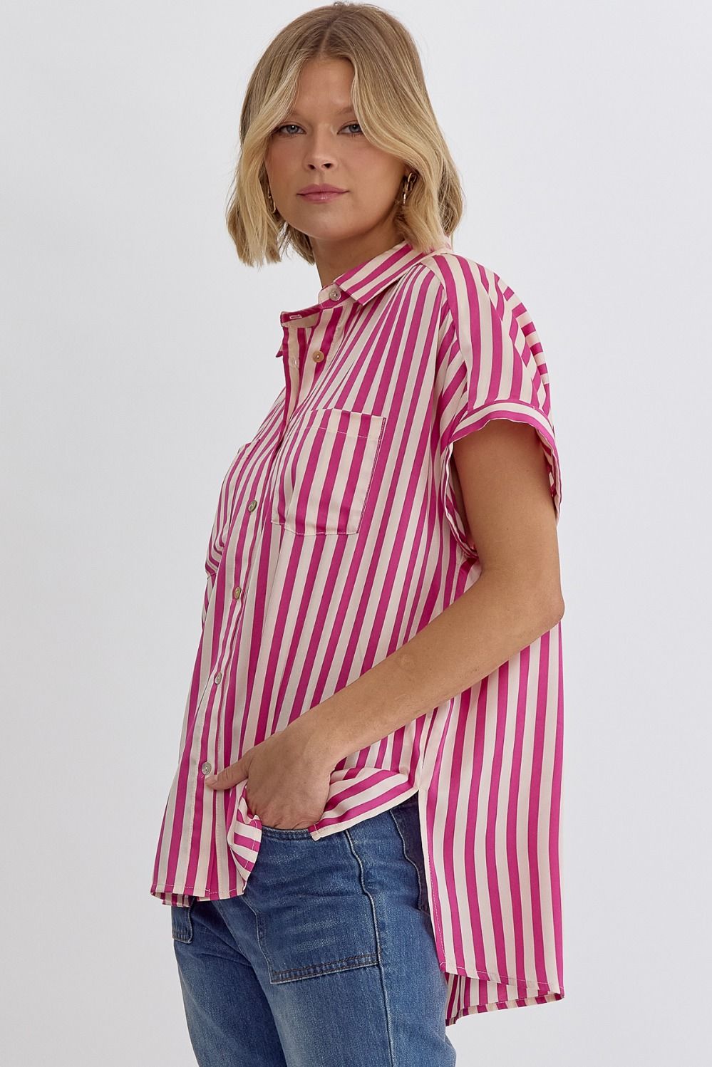 Striped Button Up Top