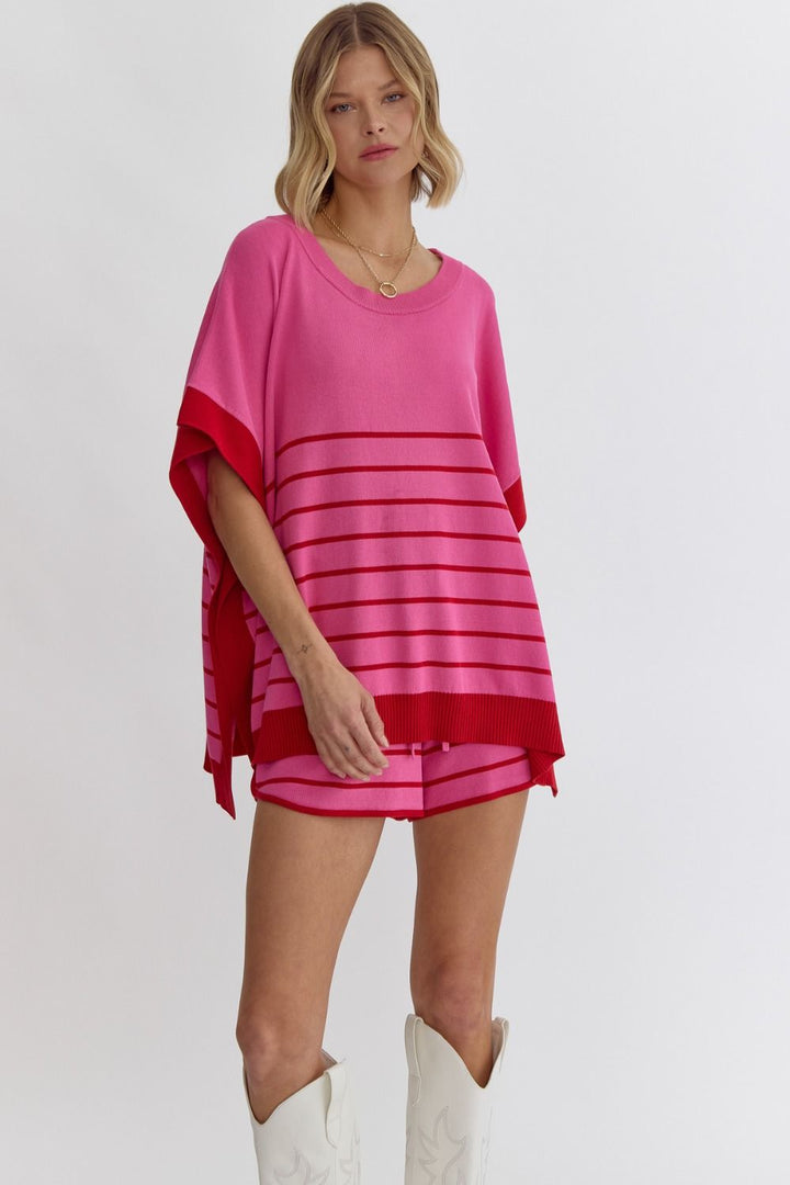 Poncho Style Striped Top