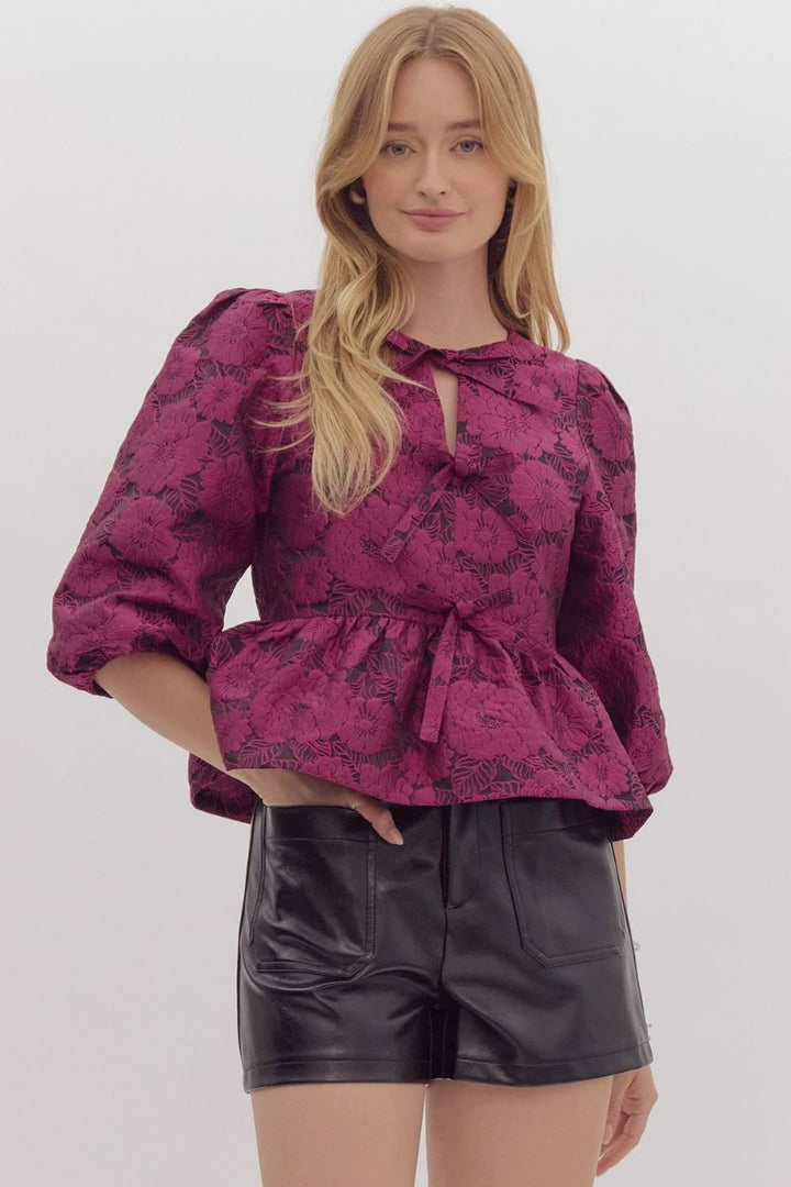 Puff Sleeve Peplum Top