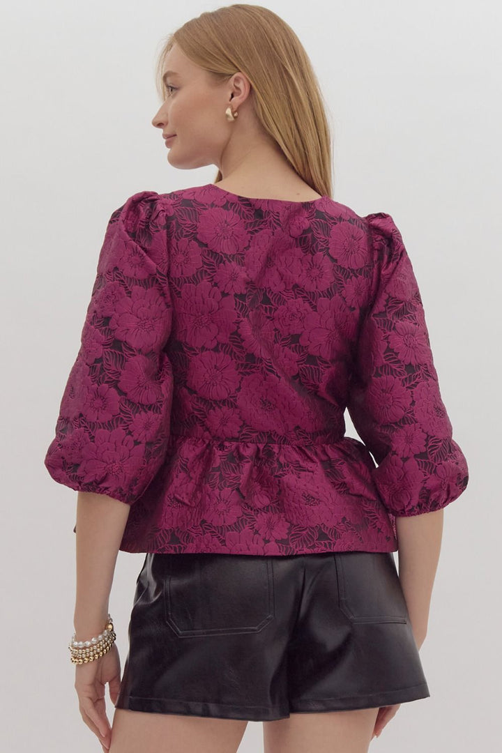 Puff Sleeve Peplum Top