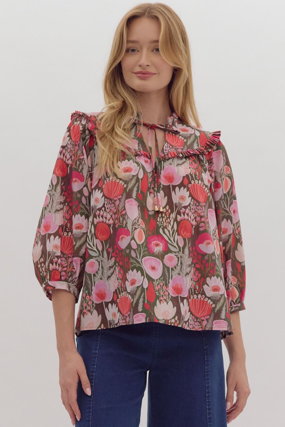 Floral Print Poplin Top