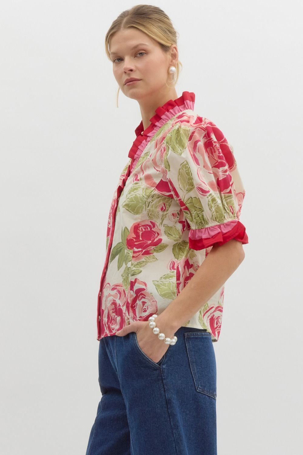 Floral Multicolor Ruffle Top