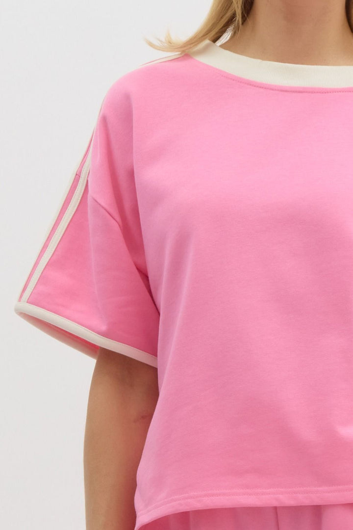 Solid French Terry Short Sleeve Top