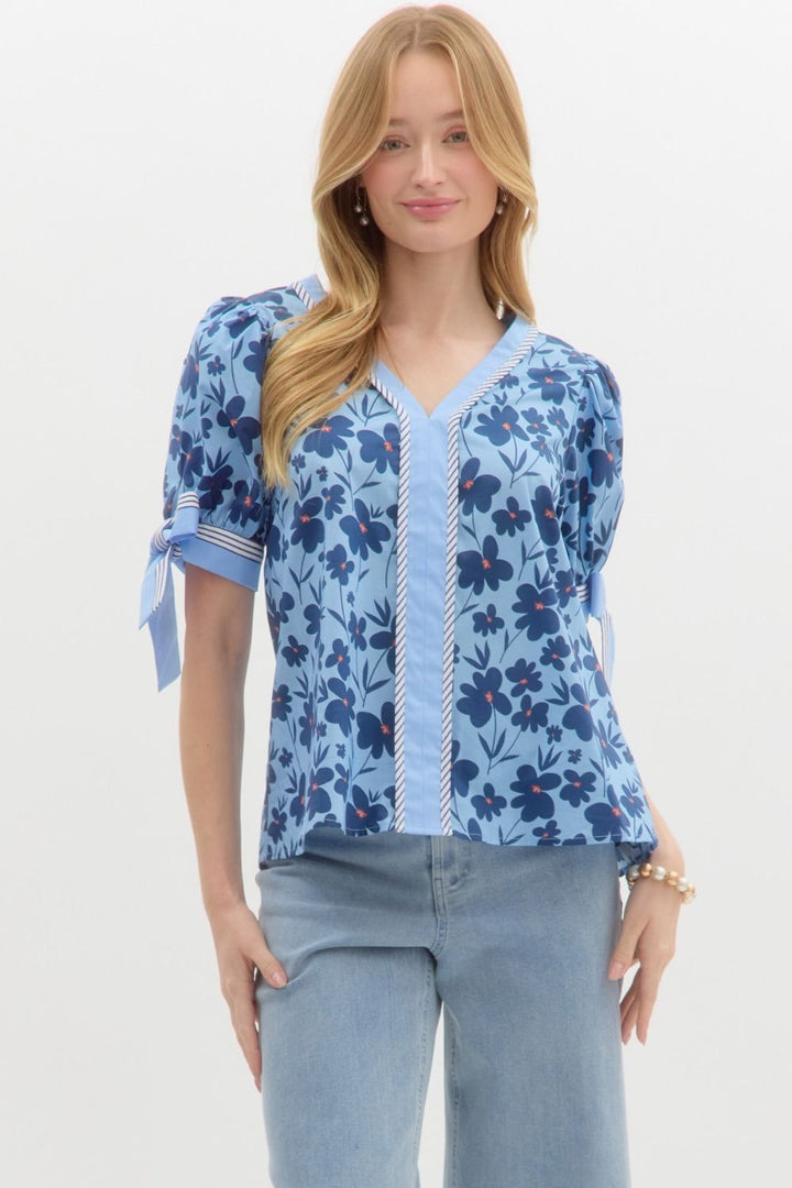 Floral Sleeve Tie Top