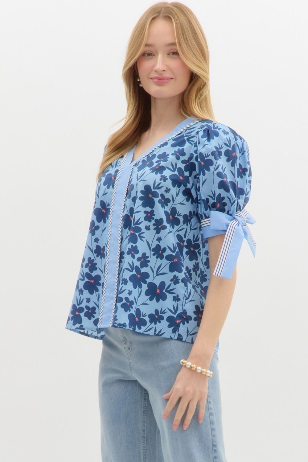 Floral Sleeve Tie Top