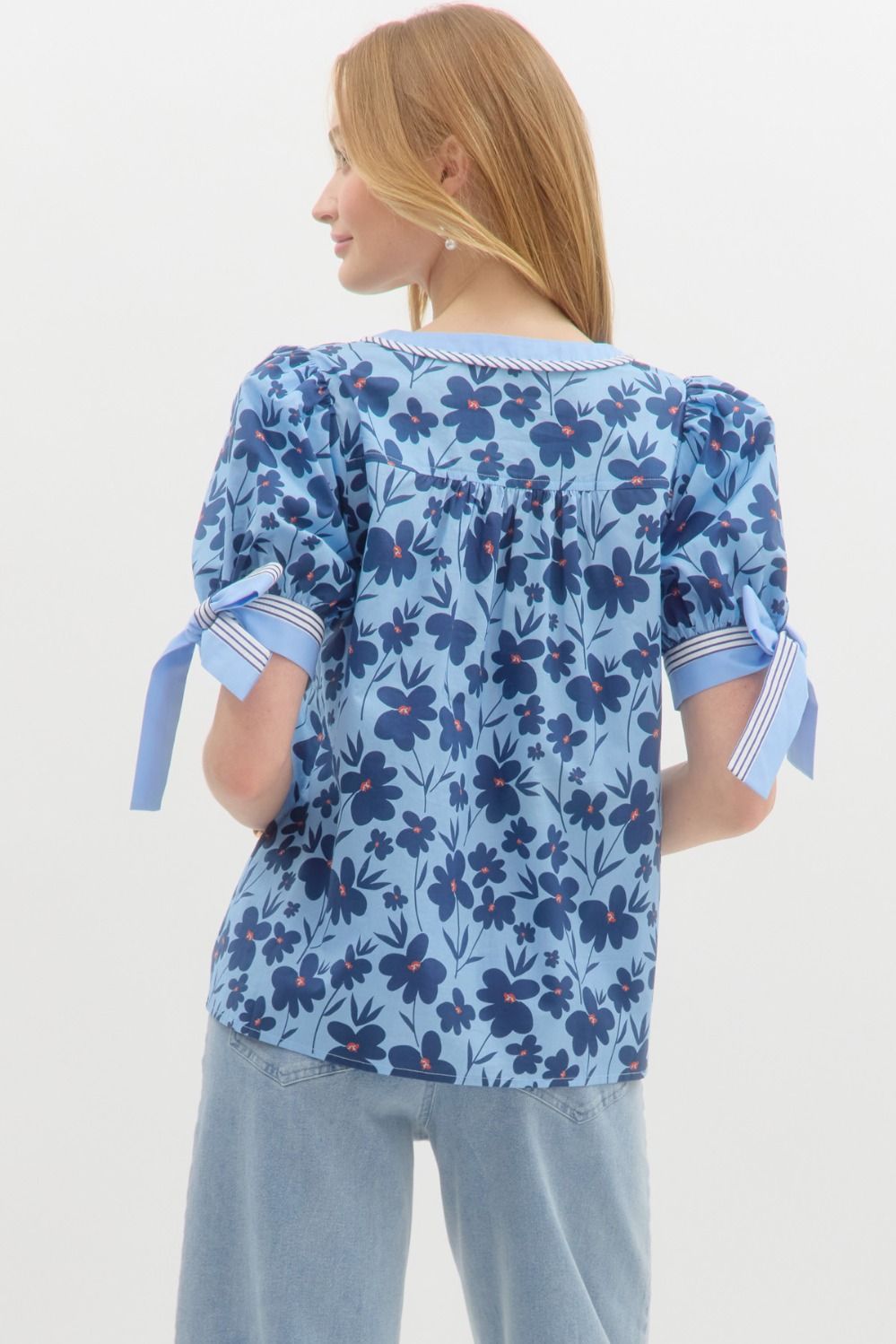 Floral Sleeve Tie Top