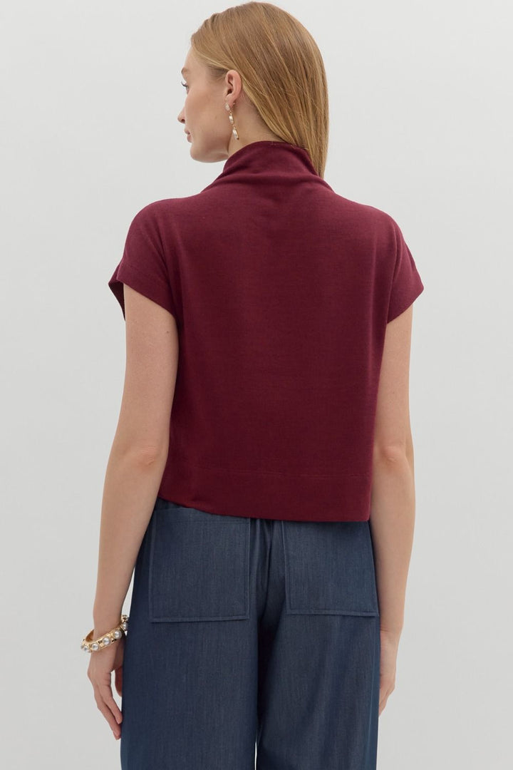 T27642 Solid Knit Pullover Top