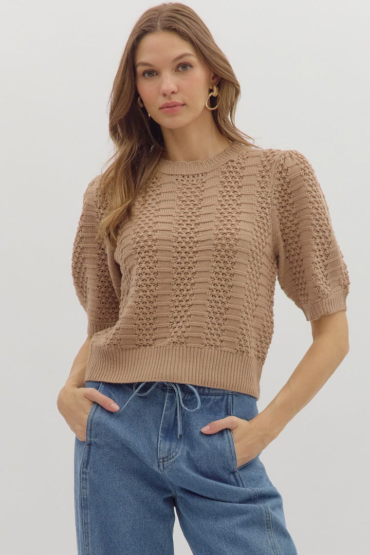 Solid Sweater Knit Pullover Top