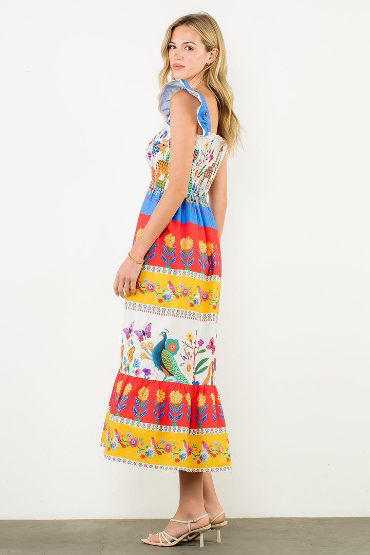 Flutter Sleeve Floral Maxi Dress