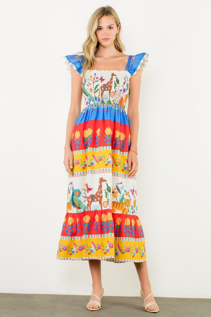 Flutter Sleeve Floral Maxi Dress