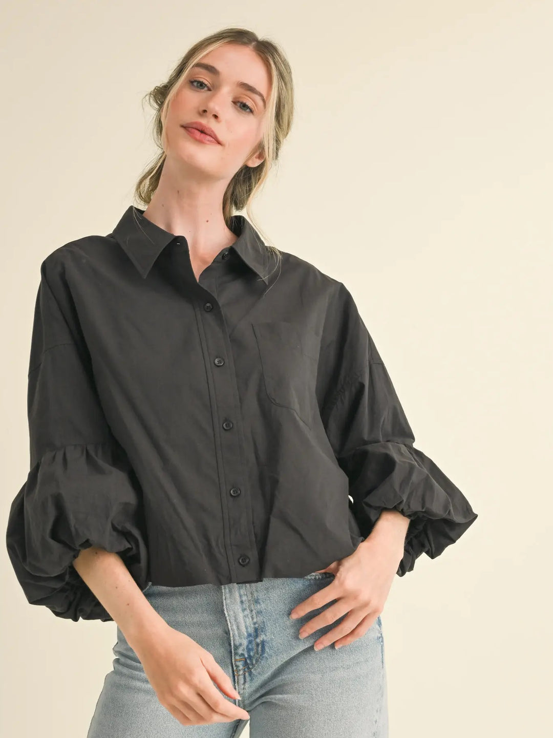 Bubble Sleeve Button Down