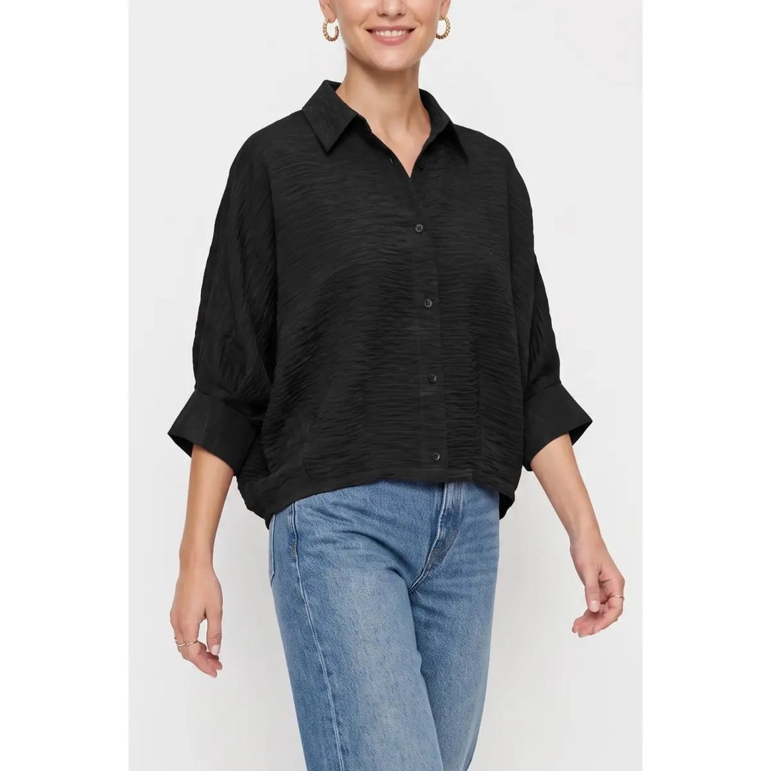 Textured Satin Dolman Blouse