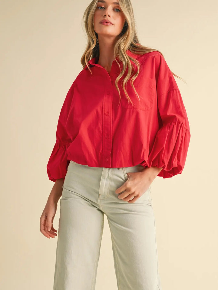 Bubble Sleeve Button Down