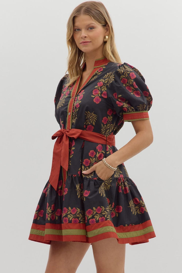 Floral Band Detail Dress