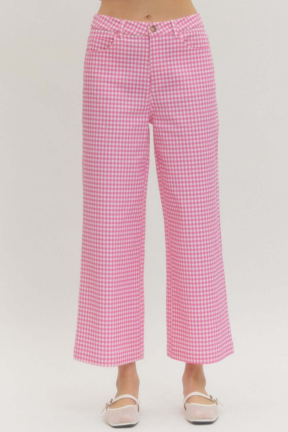 ENT P30616 Gingham Straight Leg Pant