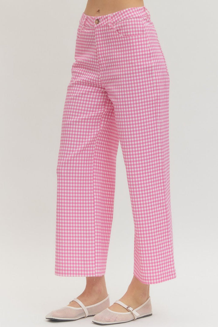 ENT P30616 Gingham Straight Leg Pant