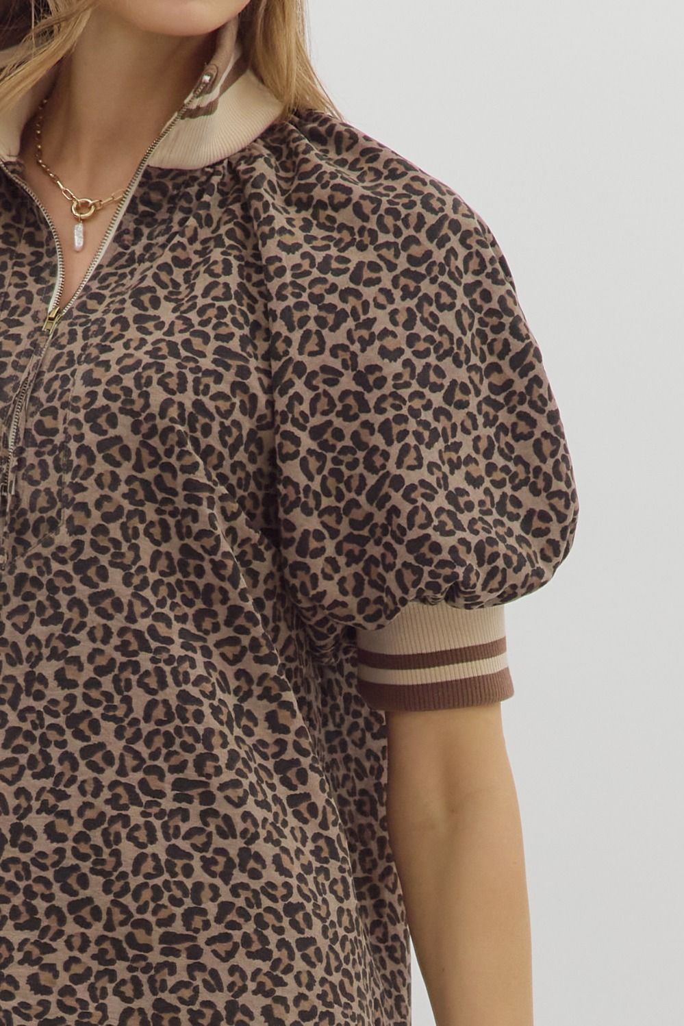 Leopard Zip Up Top
