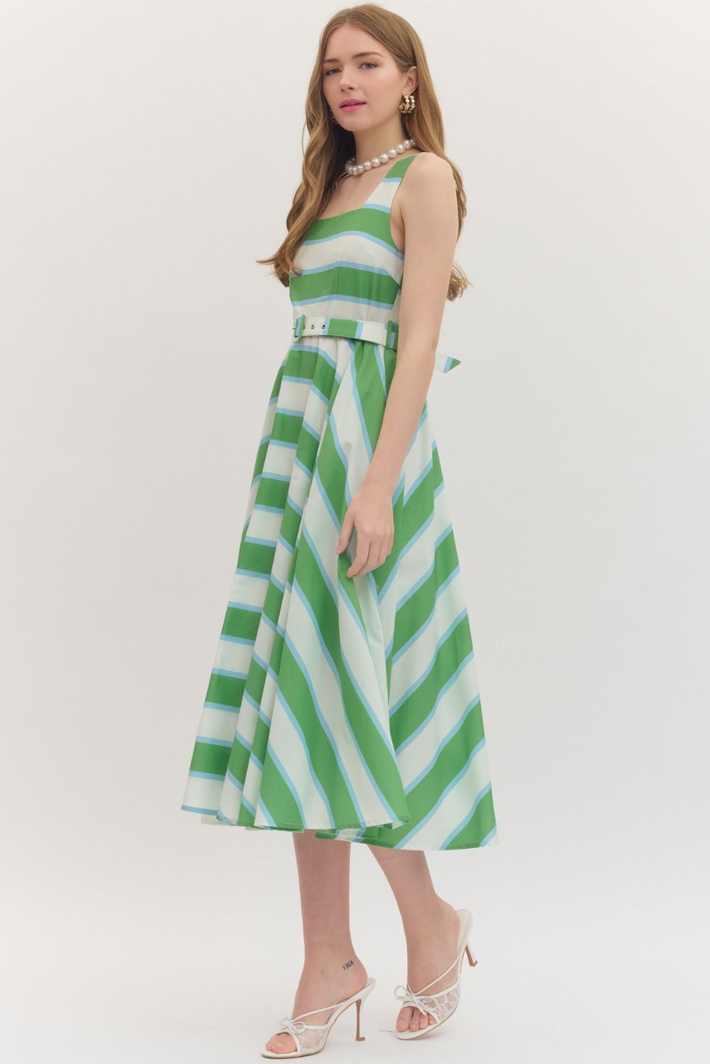 Striped Sleeveless Midi Dress