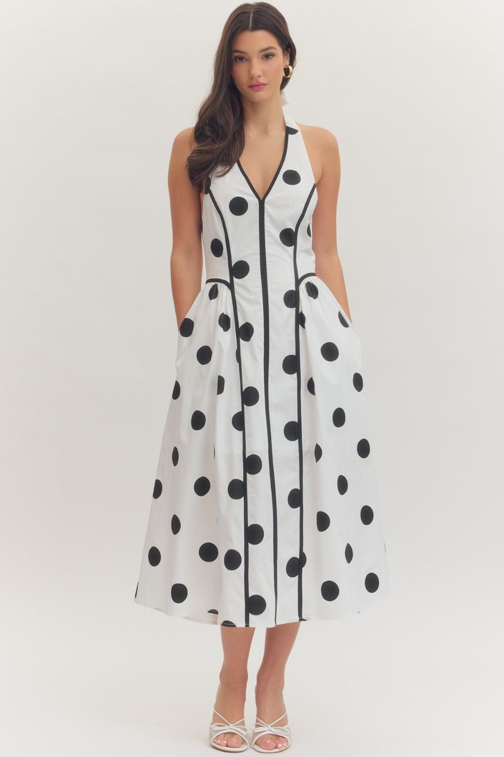 Polka Dot Halter Midi Dress