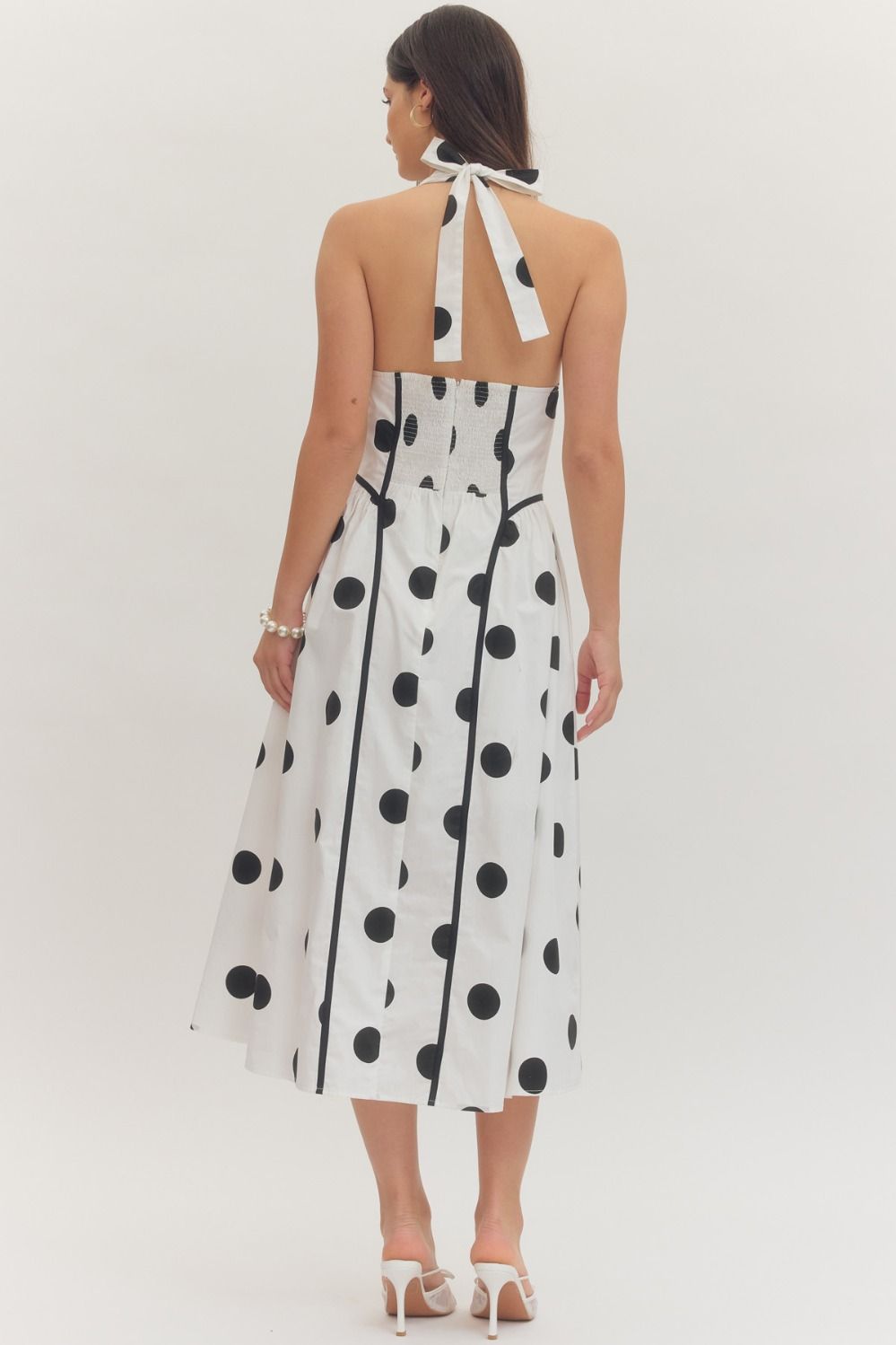 Polka Dot Halter Midi Dress