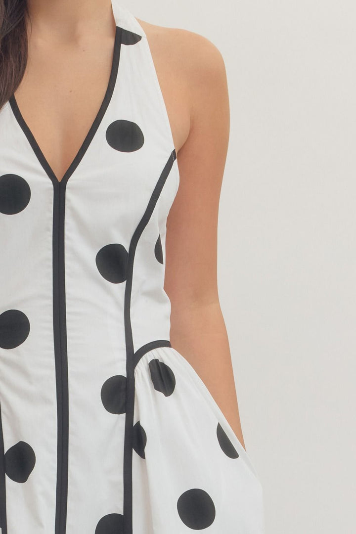 Polka Dot Halter Midi Dress