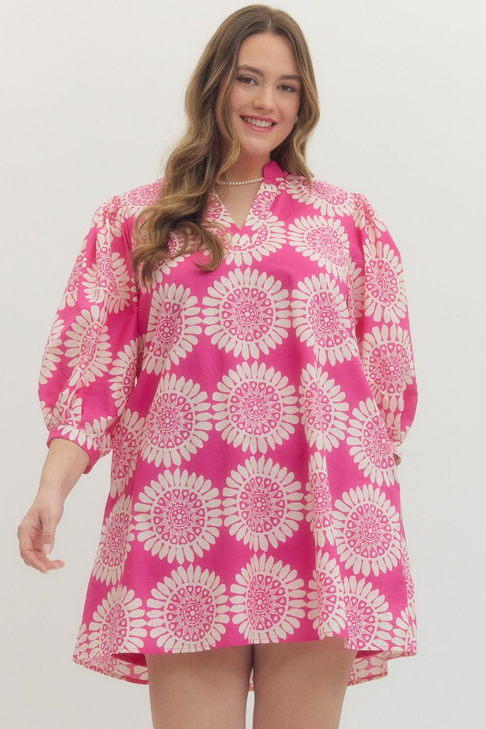Printed Puff Sleeve Mini Dress