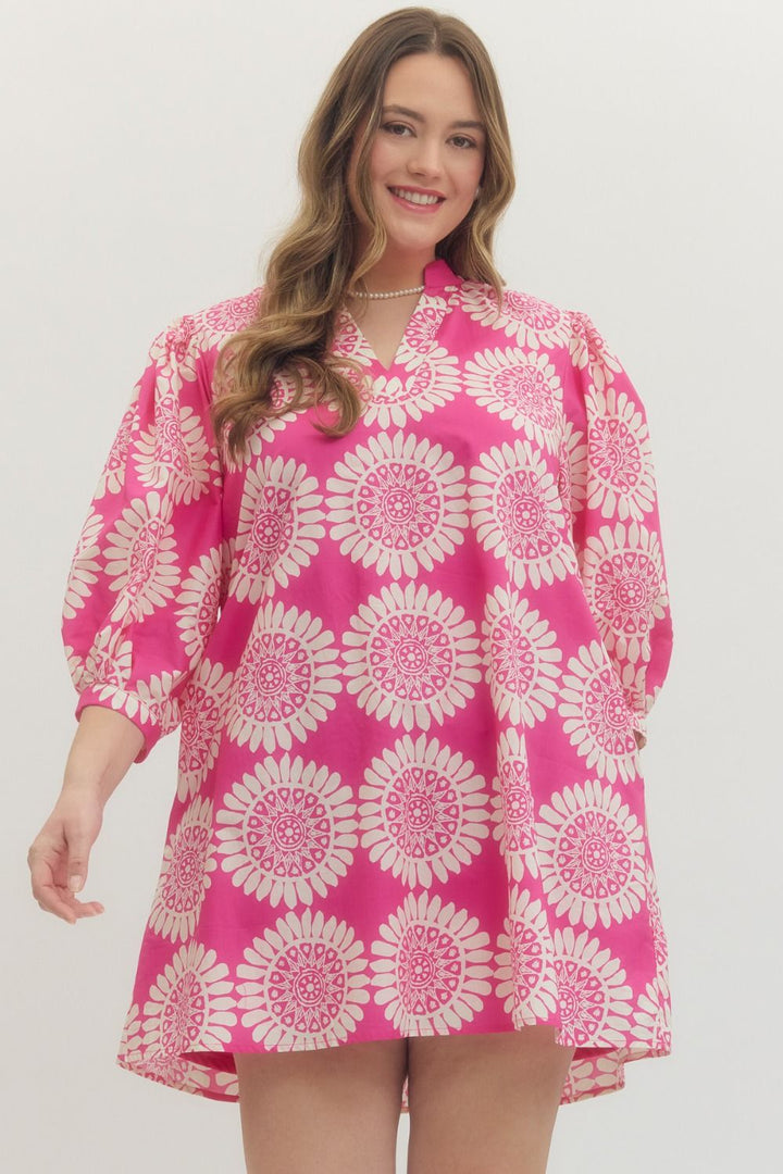 Printed Puff Sleeve Mini Dress
